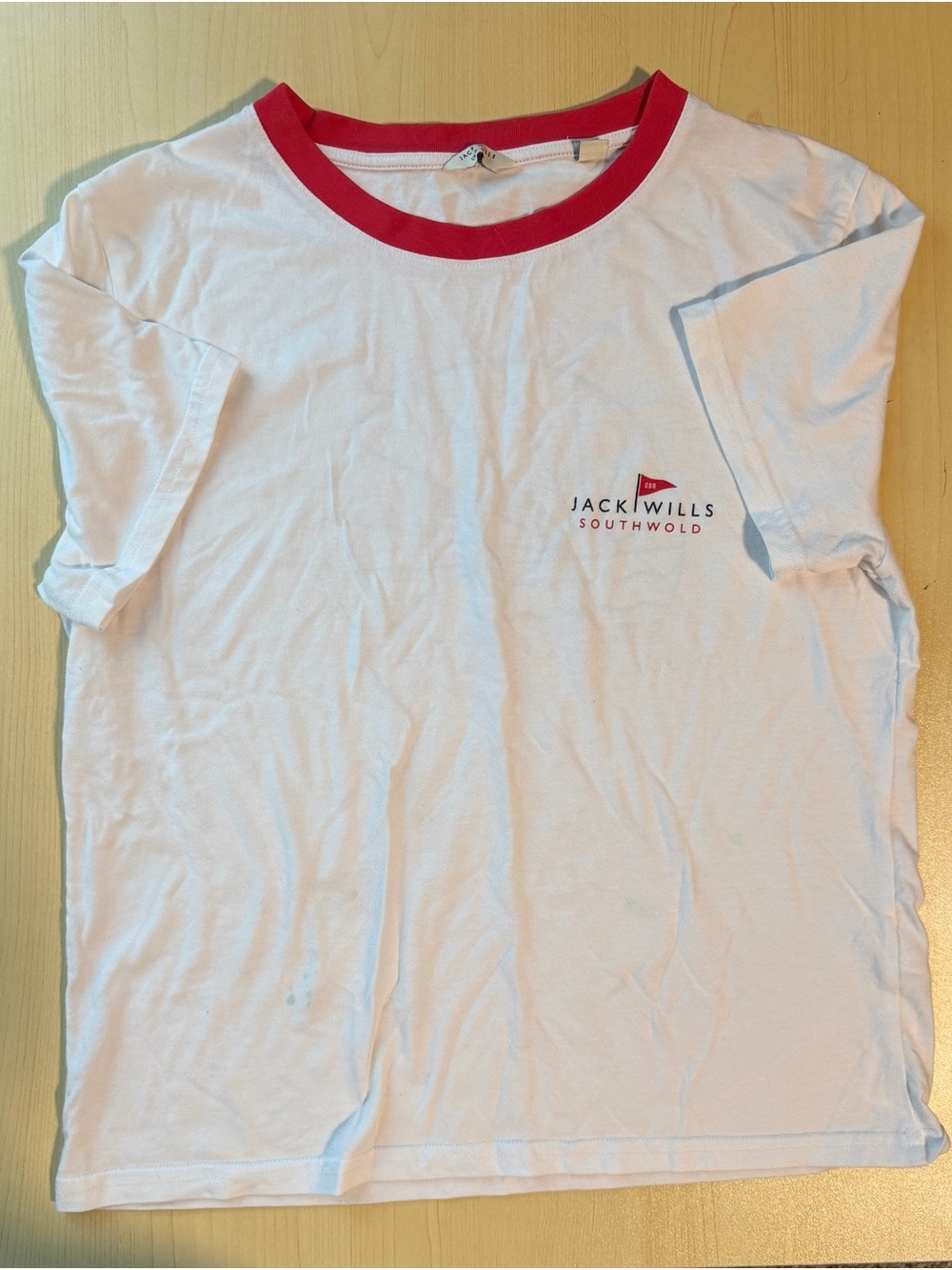 Jack Wills White T-shirt with Red Neck Trim and Logo